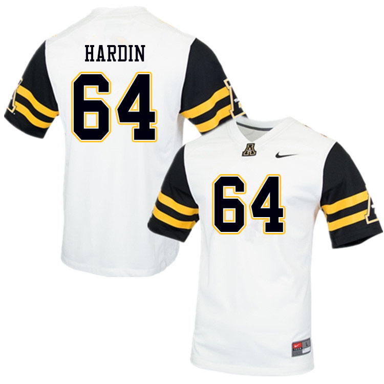 Men #64 Will Hardin Appalachian State Mountaineers College Football Jerseys Sale-White